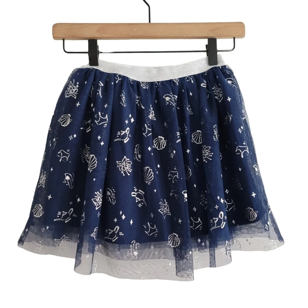 Disney Limited Edition 8 Navy Blue Tulle Sparkle Princess Pull-On Elastic Skirt‎